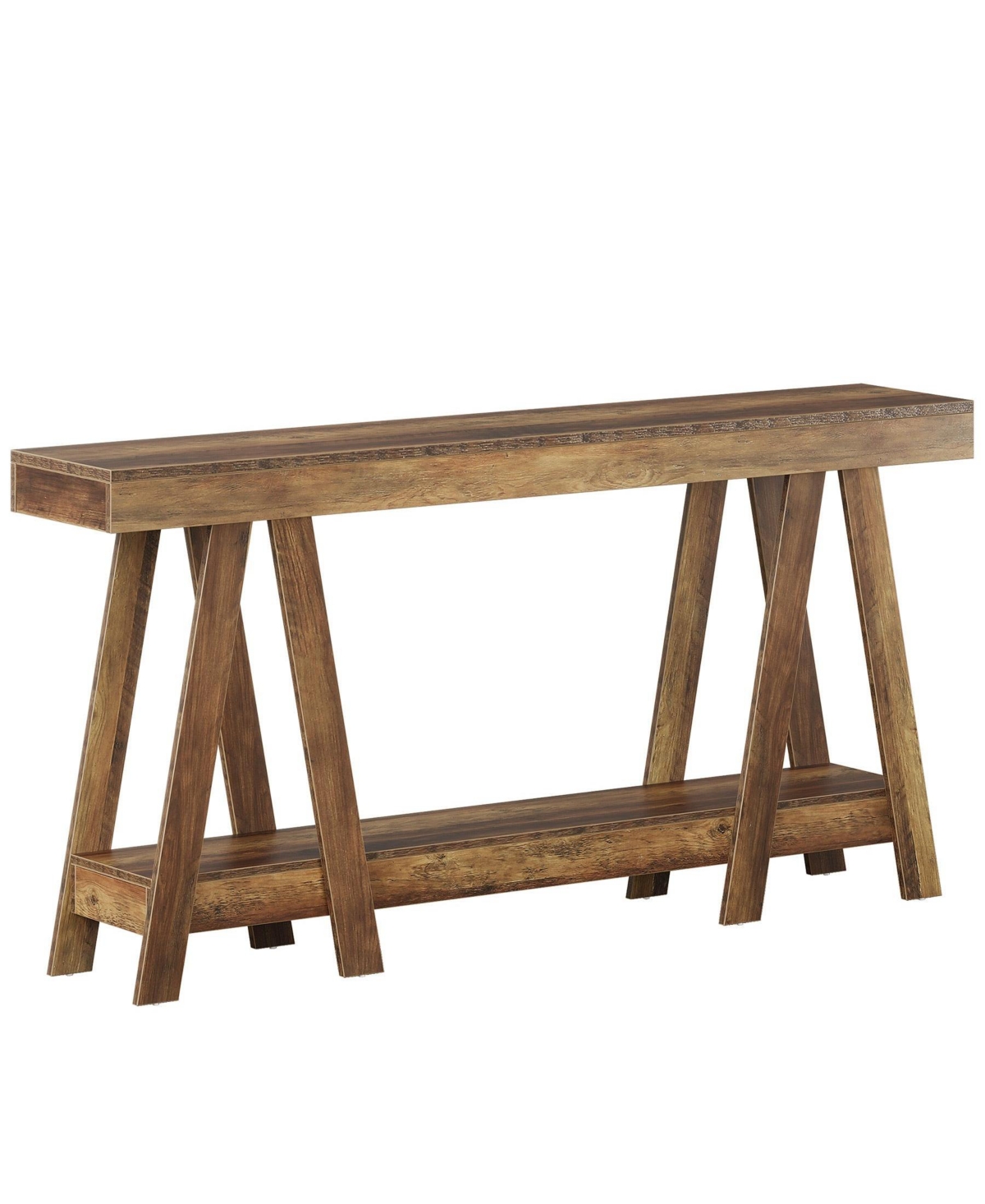 Slickblue Farmhouse Entryway Console Table, 2-Tier Behind Sofa Table with Storage Shelves