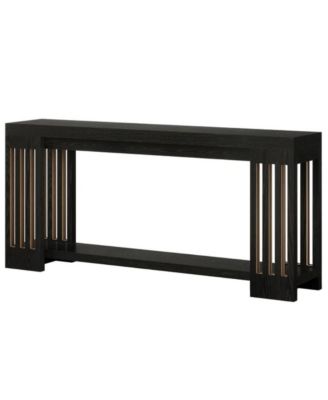 2-Tier Farmhouse Sofa Console Table with Vertical Stripe Legs