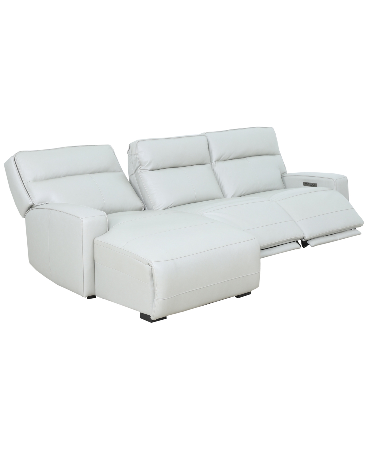 Zackary 3-Piece Leather Chaise Sofa with 3 Power Motion, Macy's Exclusive