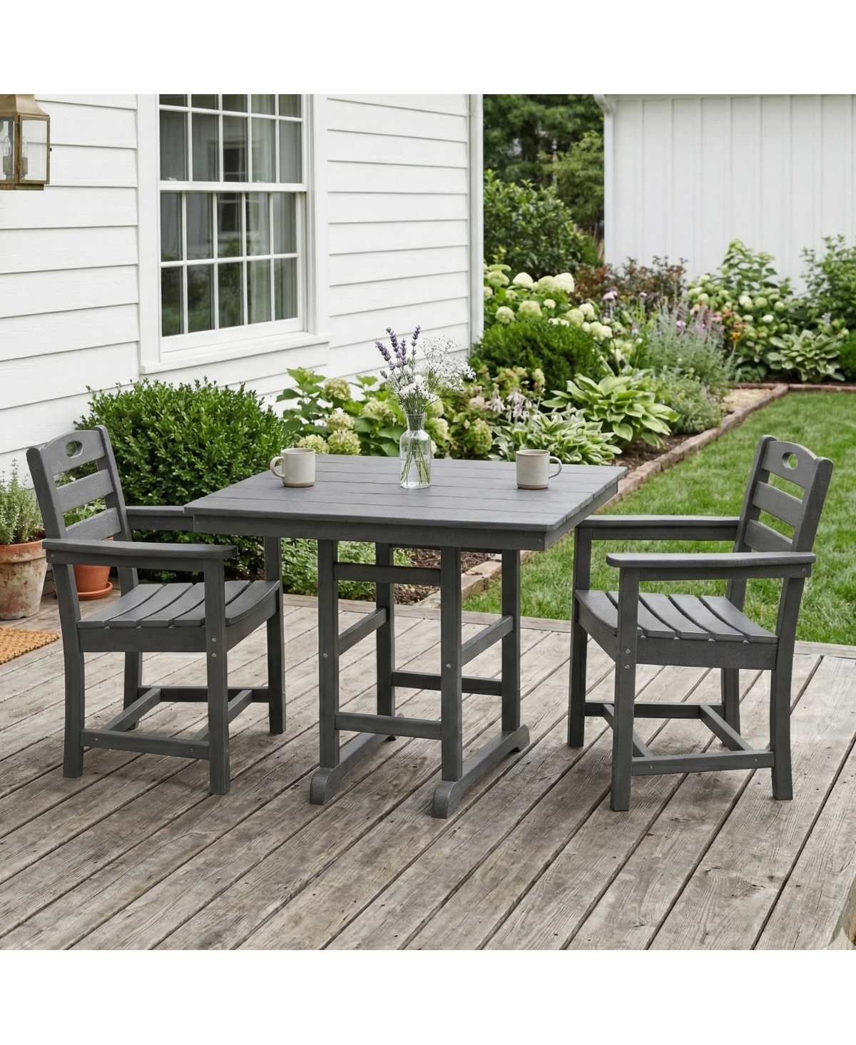 Streamdale Furniture Hdpe Outdoor Patio Dining Set with Square Table and Armchairs