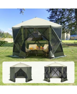 Pop Up Screen Gazebo Tent, 10 x 10 feet 6-Sided Canopy with Mesh Windows