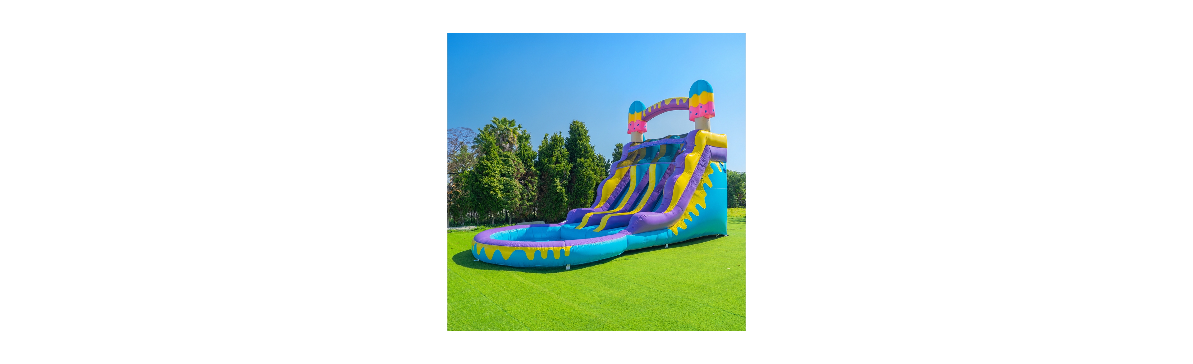 Pop Jump Ice Pop 24' Dual Lane Center Climb Waterslide with Attached Pool