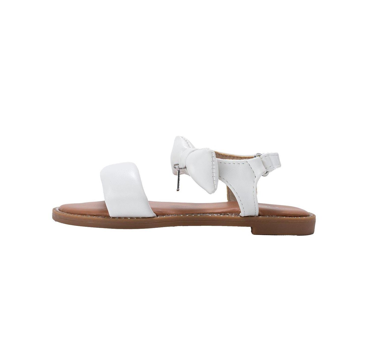 Little Girls Girl's Fashion Sandals - Dressy Shoes with Puffy Bow and Hanging Logo Charm