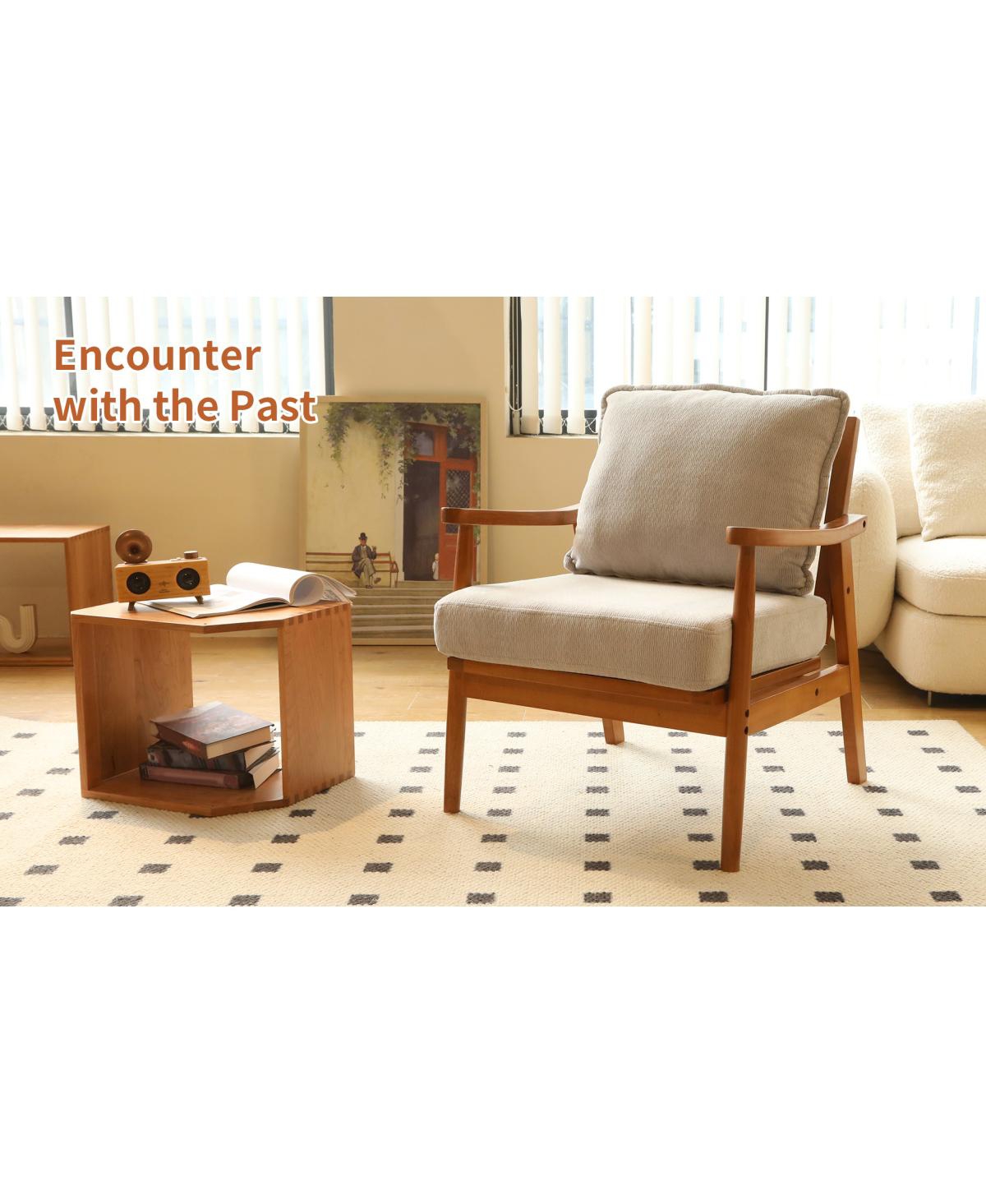 Streamdale Furniture Cute Fabric Accent Chair with Solid Wood Frame
