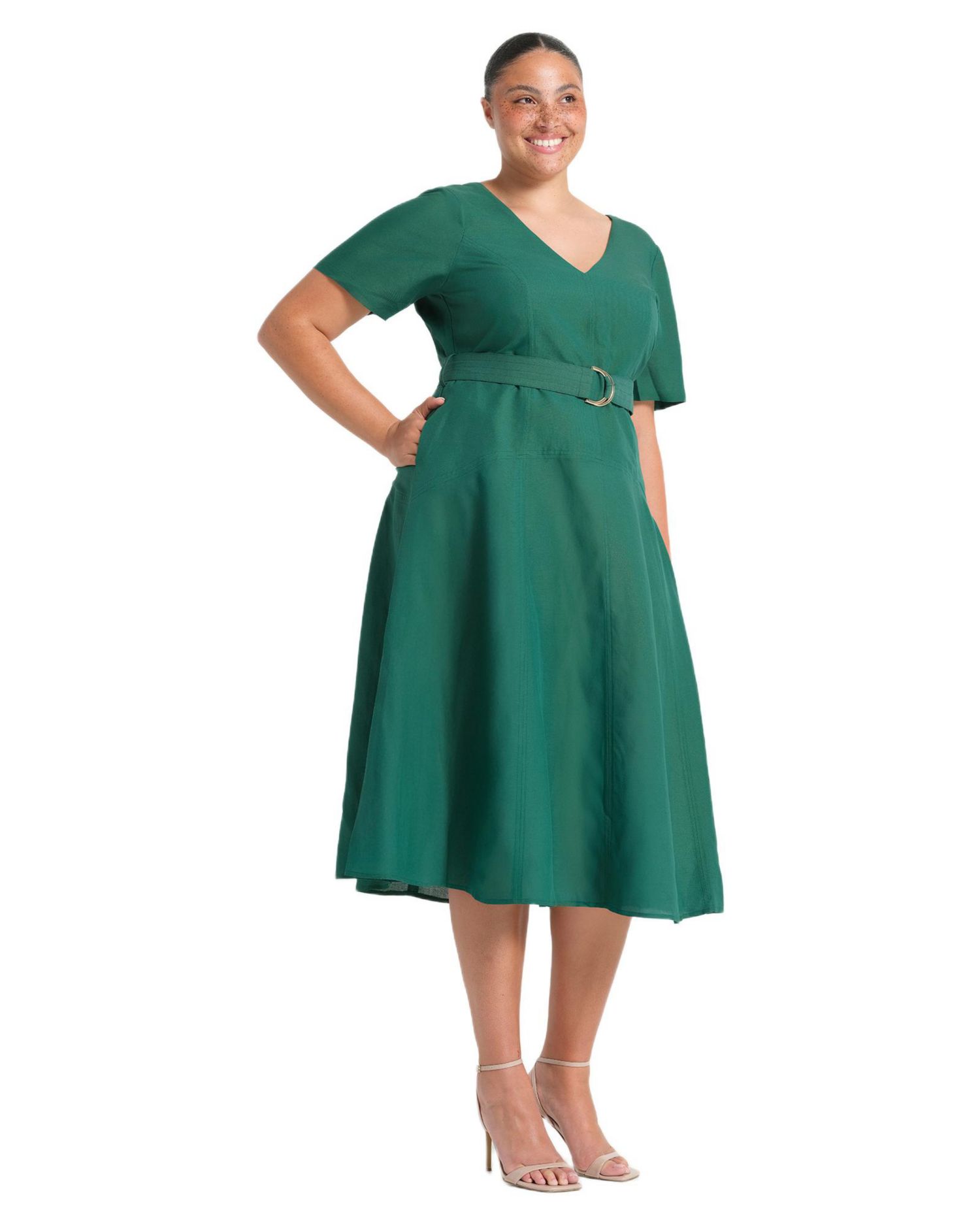 Women's Aelin Linen Belted Fit Flare Maxi Dress