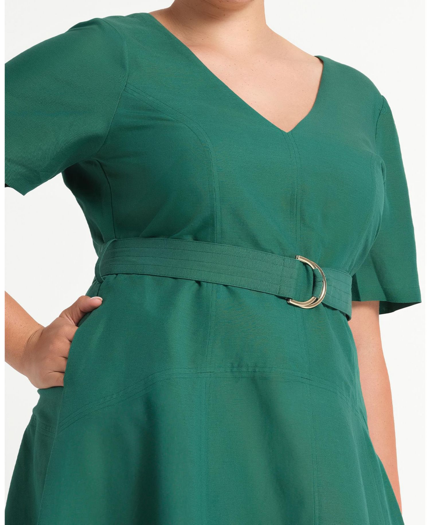 Women's Aelin Linen Belted Fit Flare Maxi Dress