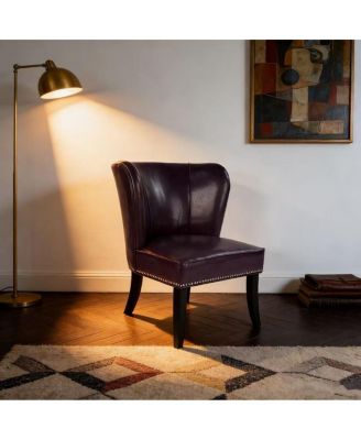 PU Leather Accent Chair with Rivet Trim