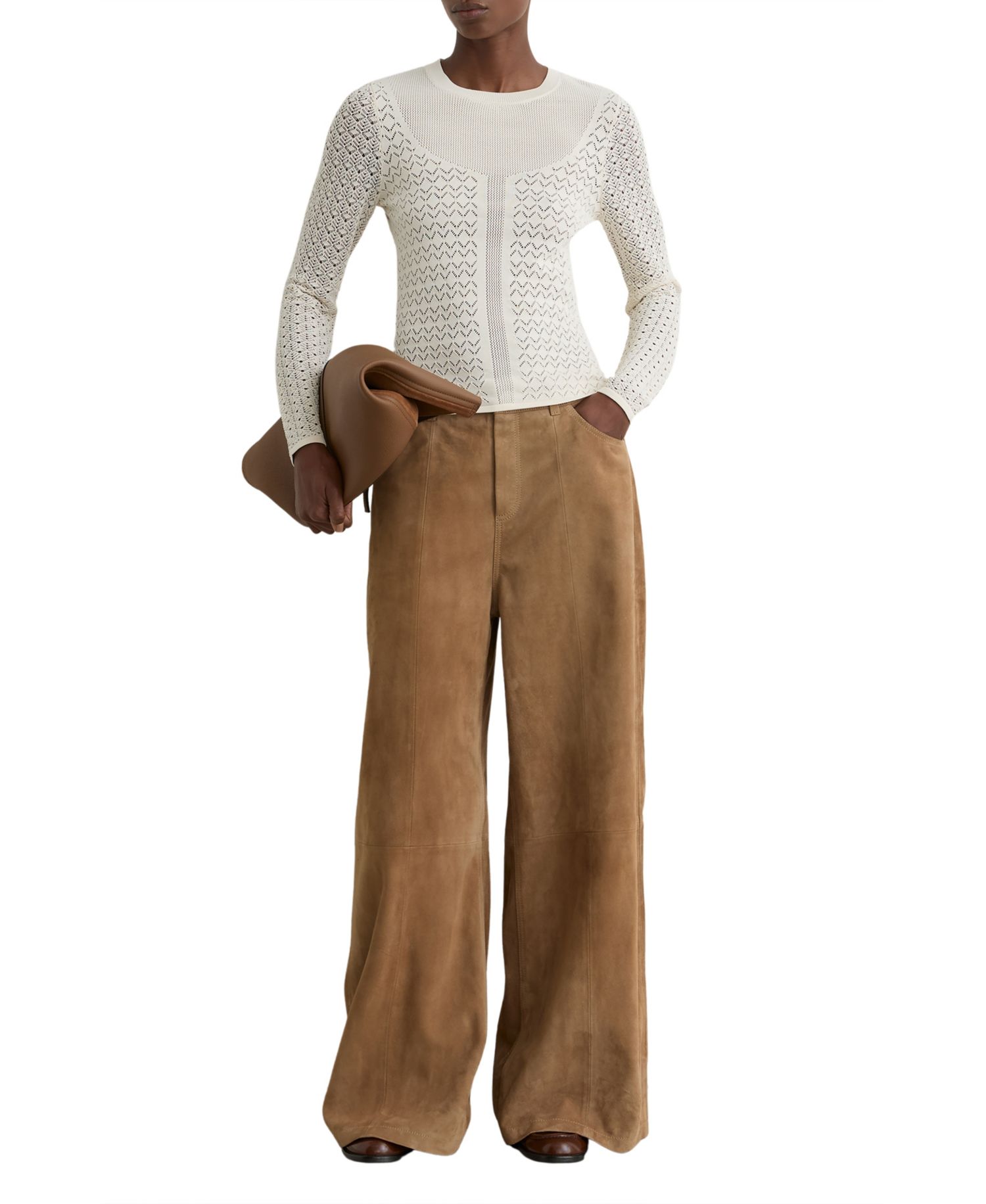 Women's Pointelle-Knit Long-Sleeve Top