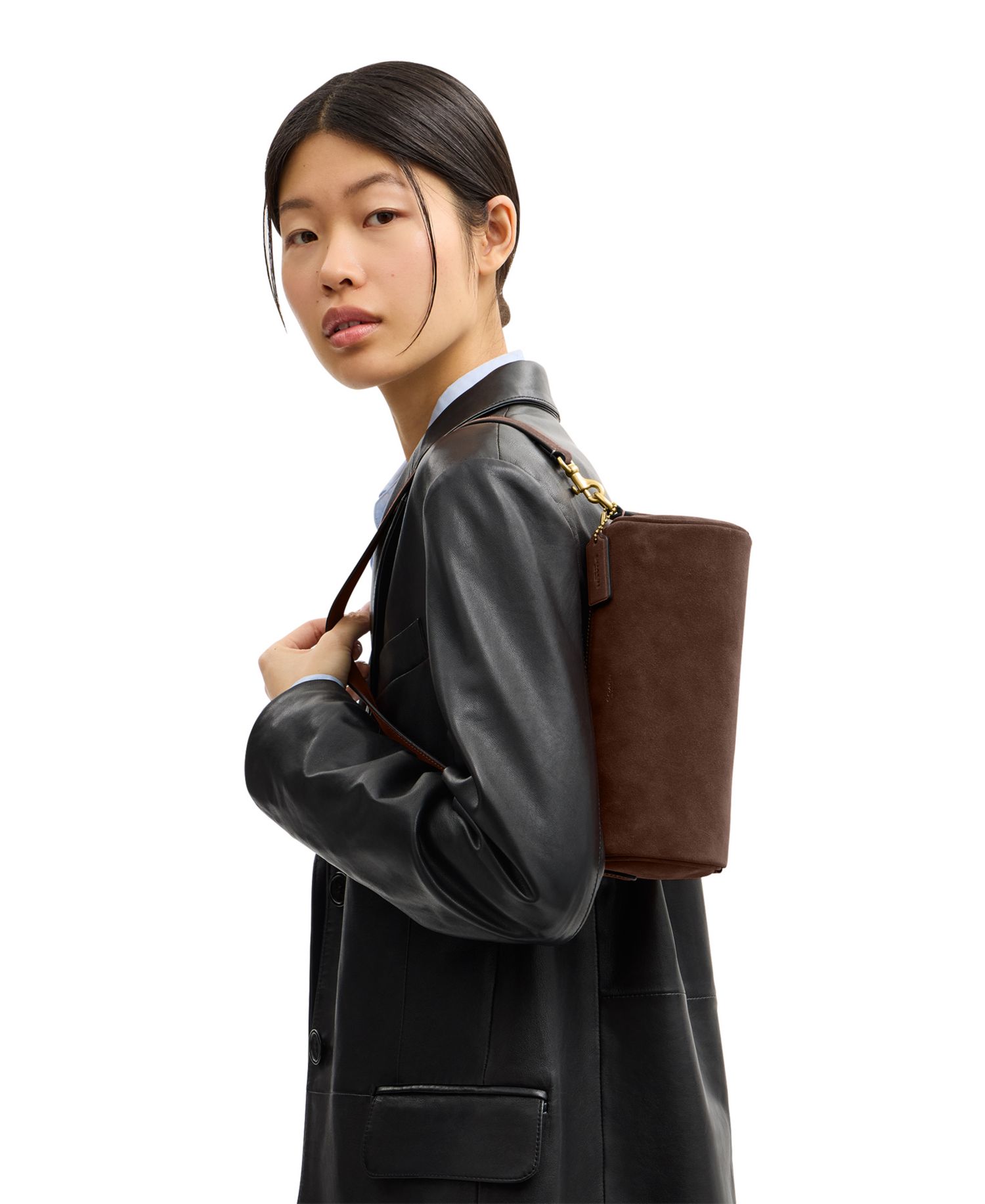 Barrel Small Suede Slim Shoulder Bag