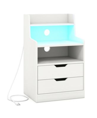 Modern Nightstand with LED Light and USB Charging for Bedside Use