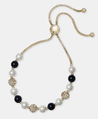Glass Pearl and Bead Slider Bracelet