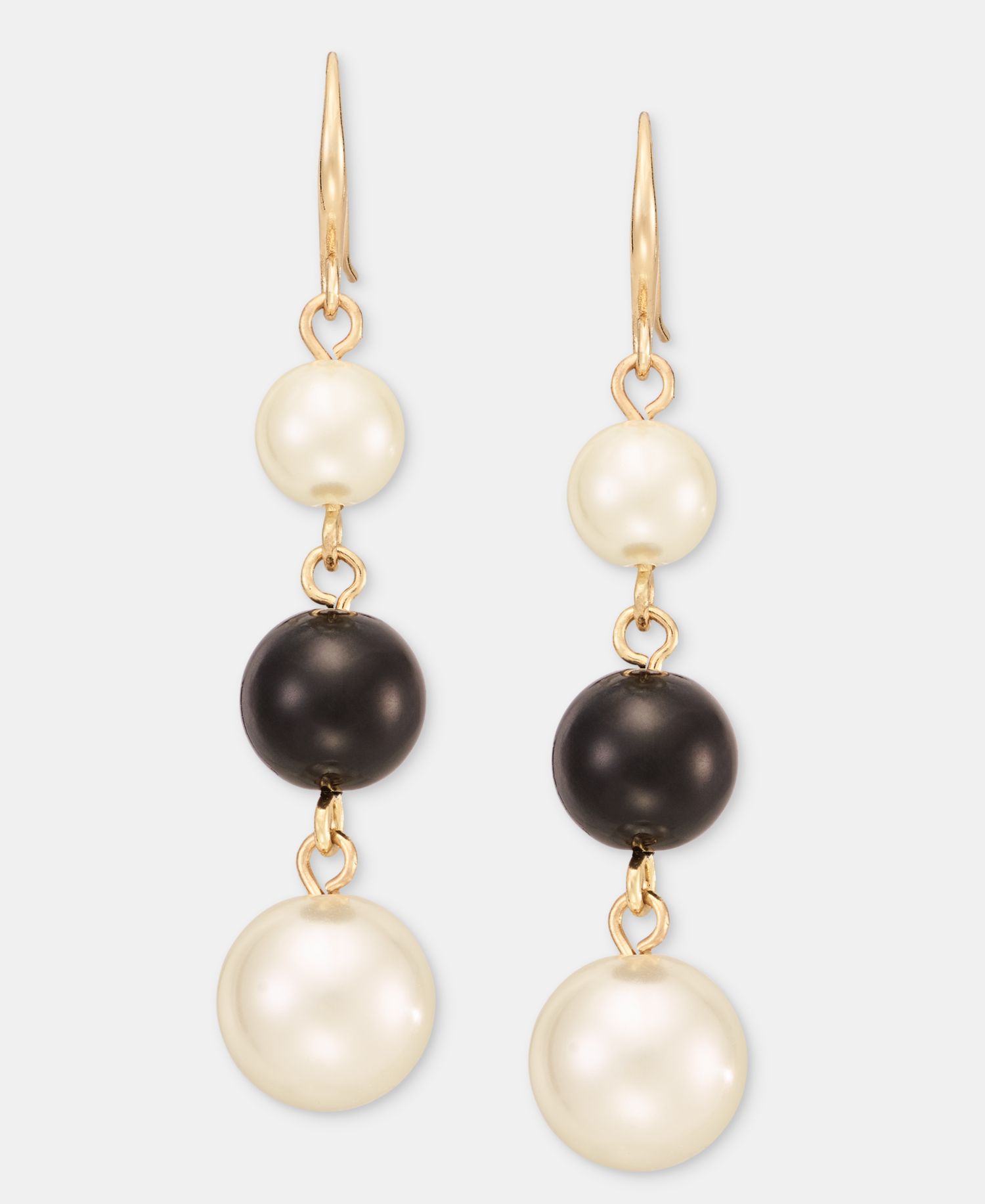 Glass and Faux Pearl Linear Drop Earrings