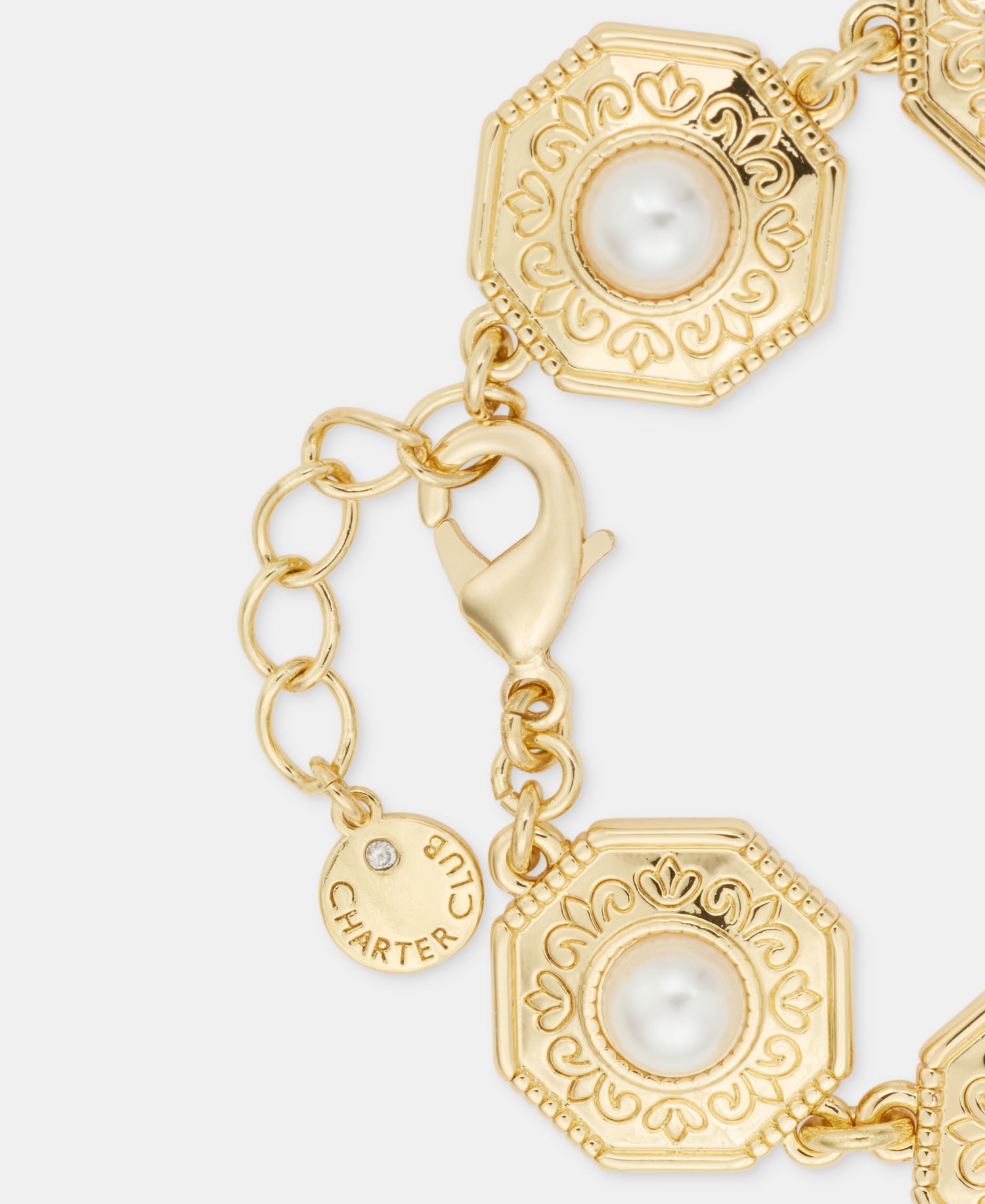 Gold-Tone Faux-Pearl Flex Bracelet