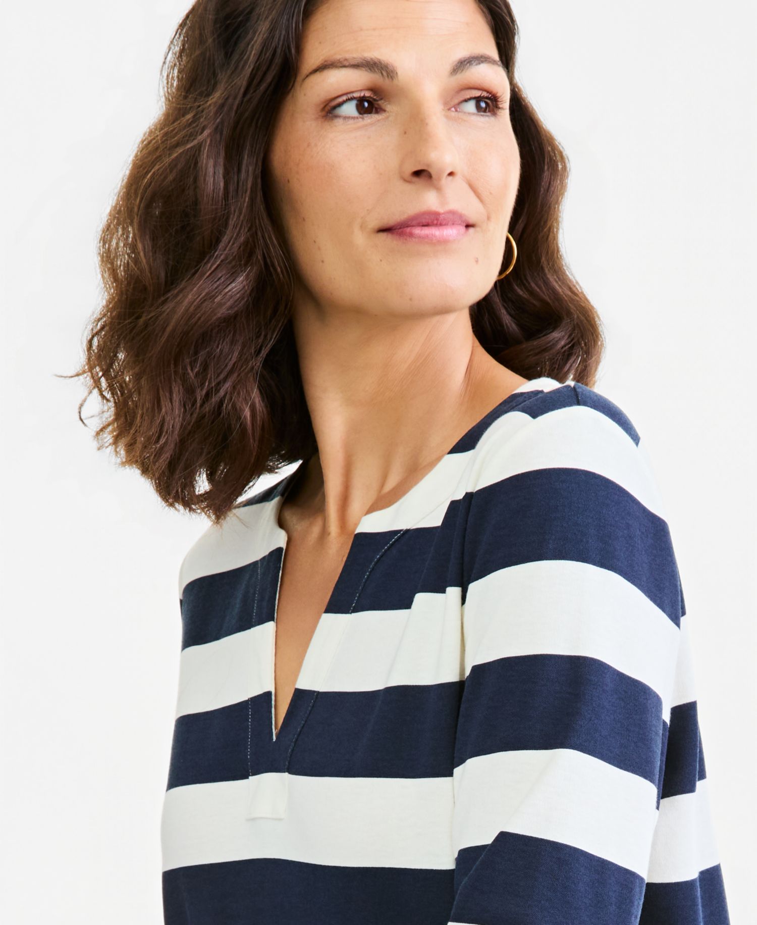 Petite Printed Split Neck 3/4-Sleeve Tunic