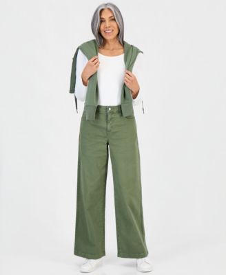 Women's High-Waist Wide-Leg Cotton-Blend Pants