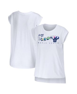Women's White Toronto Maple Leaf Greetings From Muscle T-Shirt