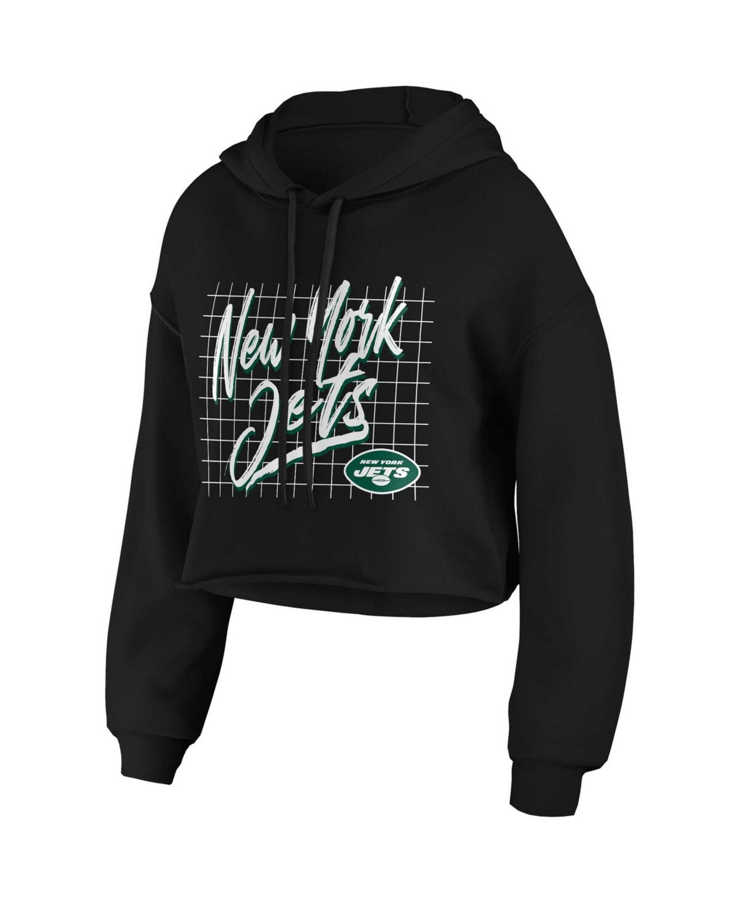 Women's Black New York Jets Domestic Cropped Pullover Hoodie