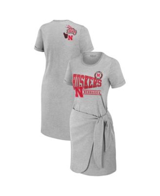 Women's Heather Gray Nebraska Huskers Knotted T-Shirt Dress