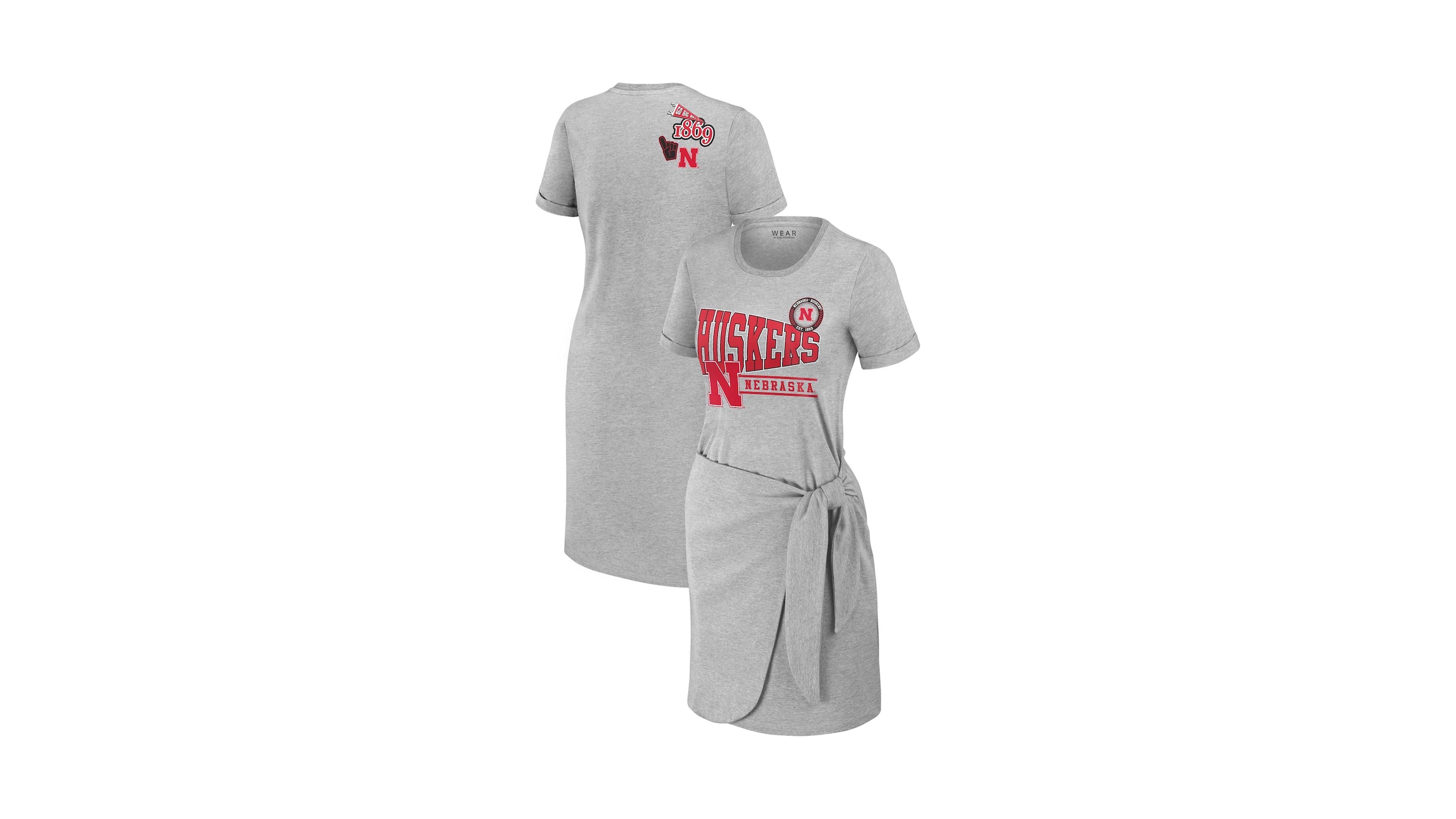 Wear by Erin Andrews Women's Heather Gray Nebraska Huskers Knotted T-Shirt Dress