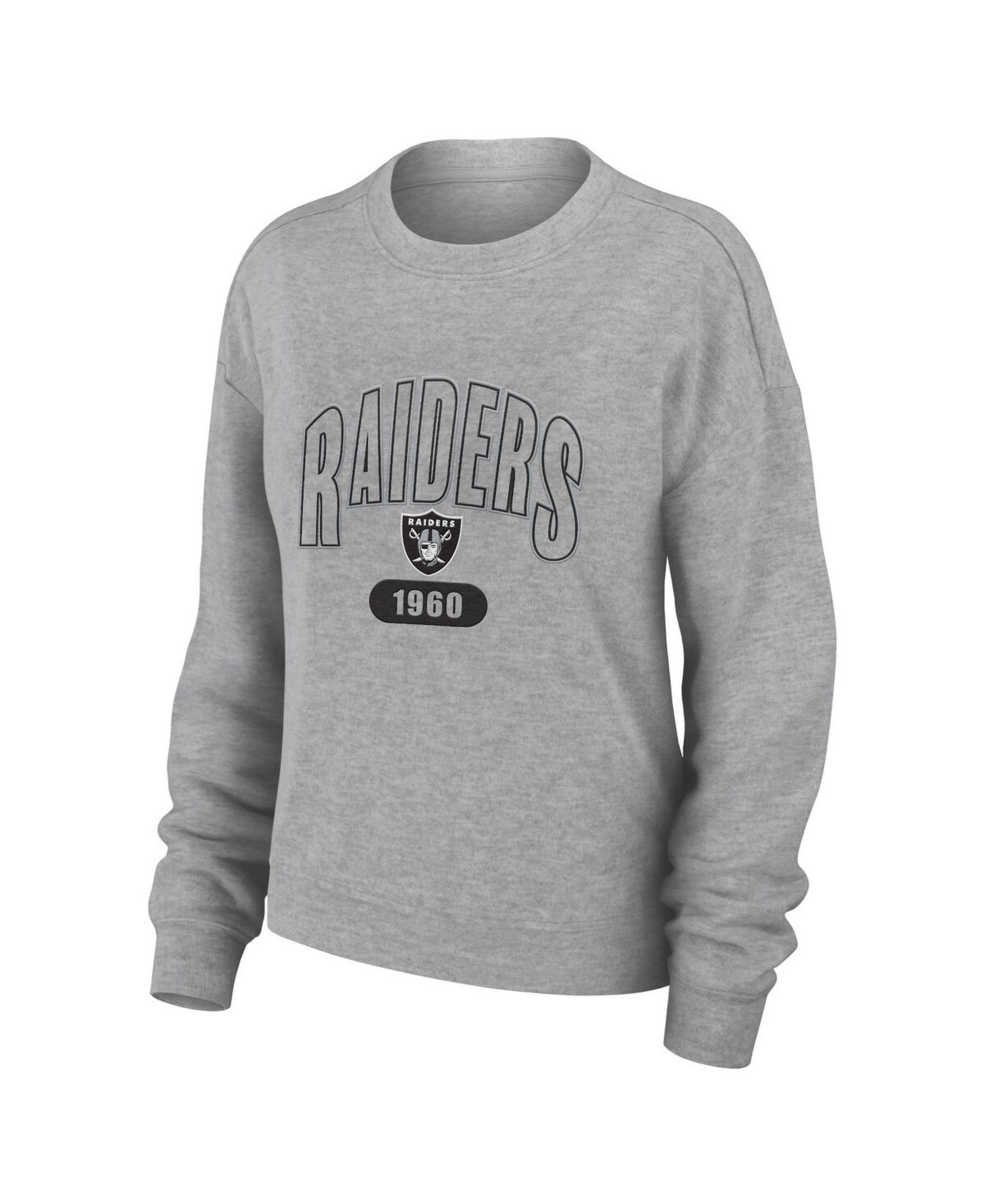 Women's 2-Piece Heather Gray Las Vegas Raiders Plus Size Knitted Tri-Blend Long Sleeve T-Shirt & Pants Lounge Set