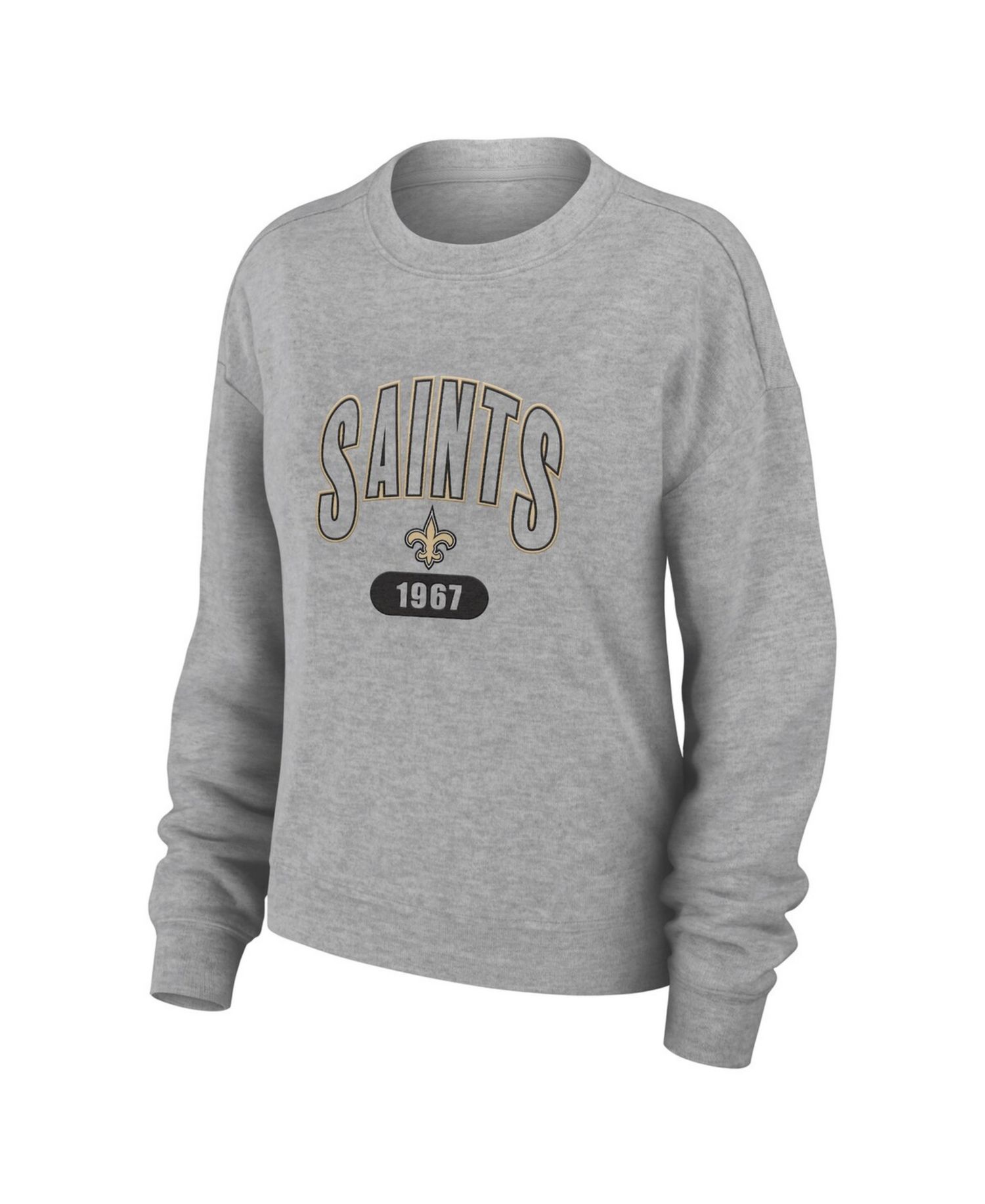 Women's 2-Piece Heather Gray New Orleans Saints Plus Size Knitted Tri-Blend Long Sleeve T-Shirt & Pants Lounge Set
