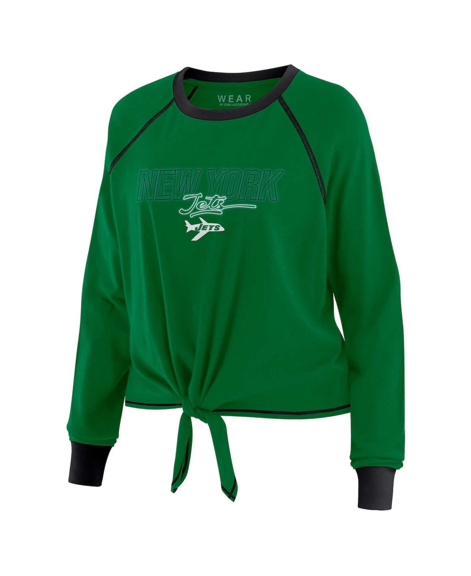 Women's Green New York Jets Tie-Front Long Sleeve T-Shirt