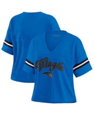 Women's Blue Orlando Magic Plus Size Color Block Boxy V-Neck T-Shirt