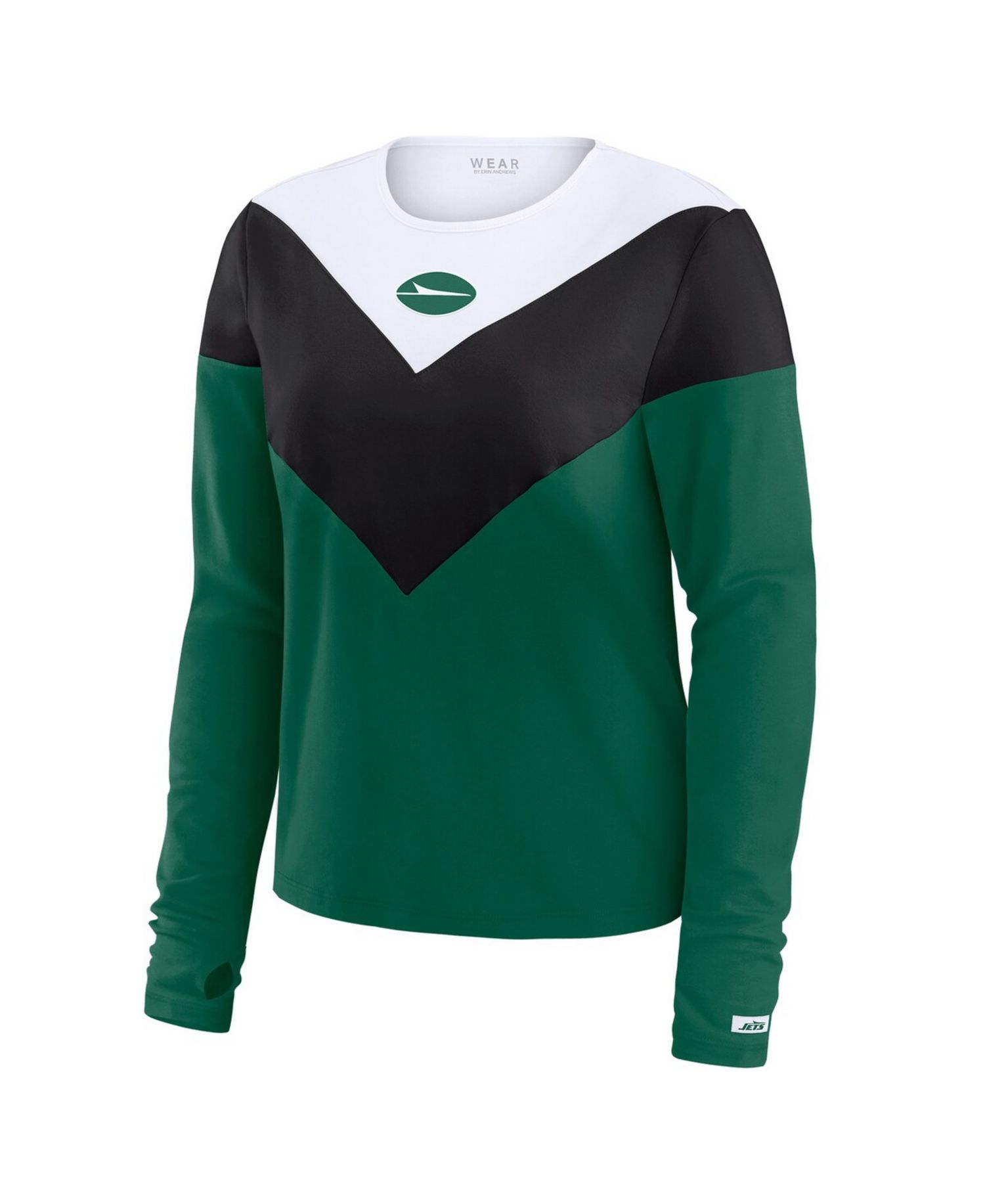 Women's Green/Black New York Jets Plus Size Chevron Tri-Blend Long Sleeve T-Shirt
