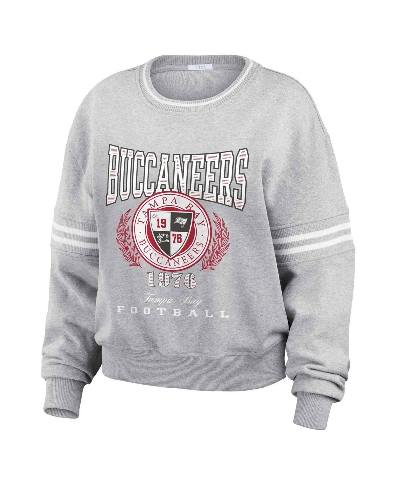 Women's Heather Gray Tampa Bay Buccaneers Cropped Pullover Sweatshirt