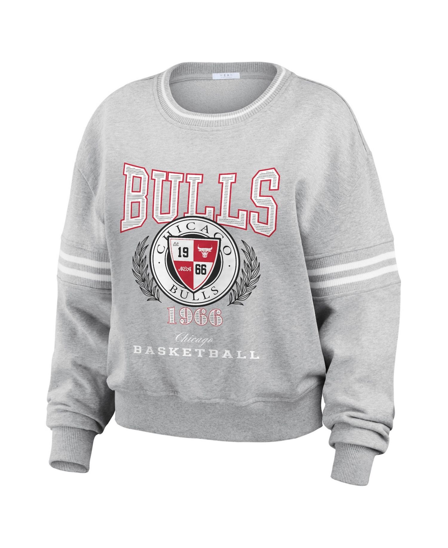Women's Heather Gray Chicago Bulls French Terry Pullover Sweatshirt