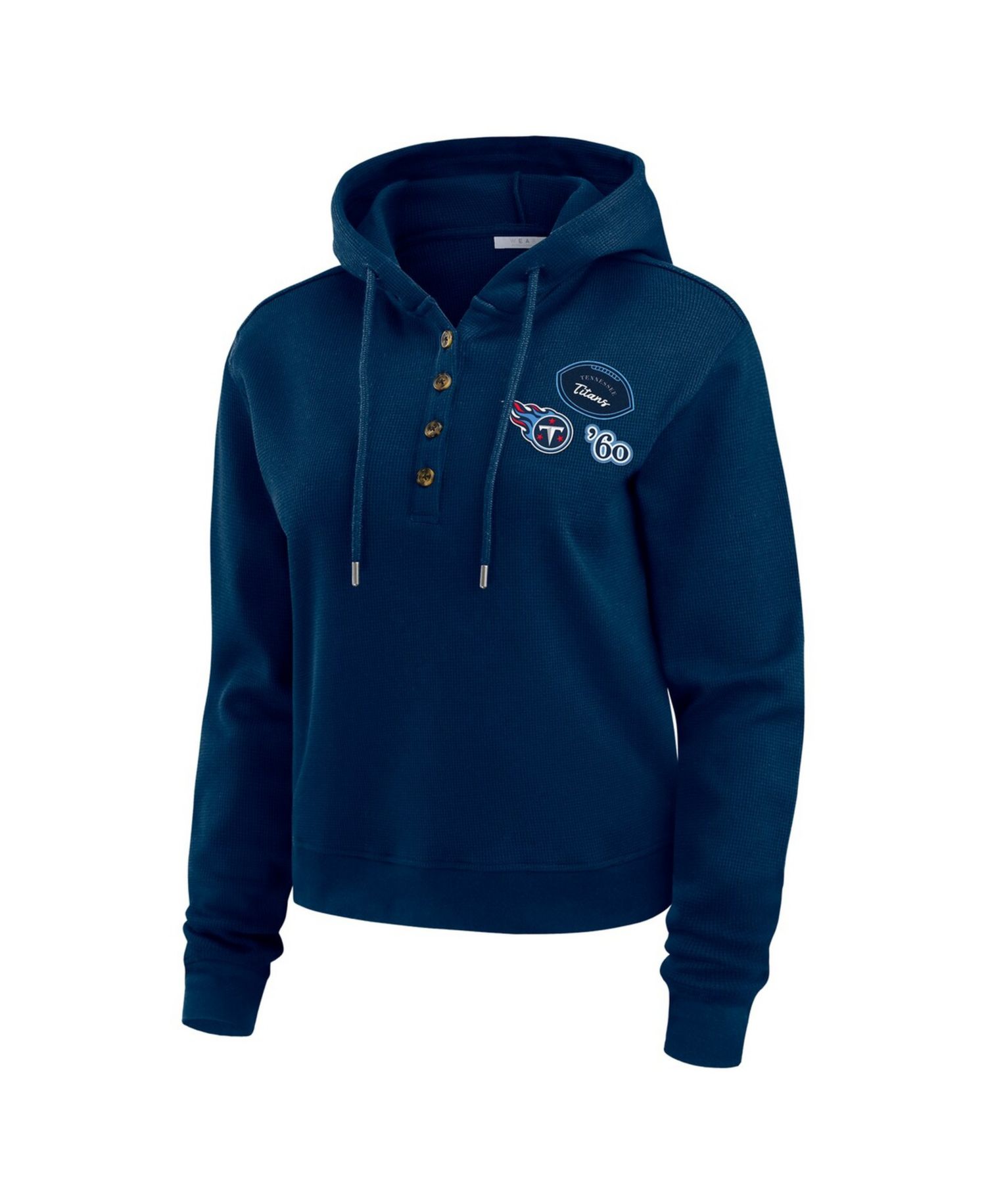 Women's Navy Tennessee Titans Waffle Pullover Hoodie