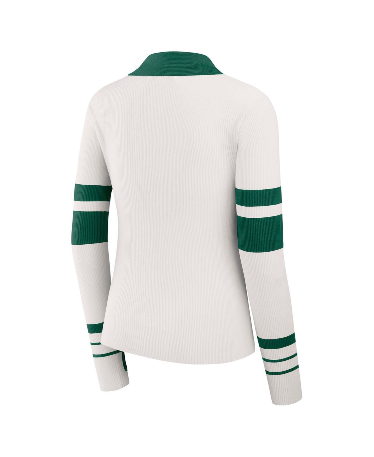 Women's White New York Jets Ribbed Henley Polo Sweater
