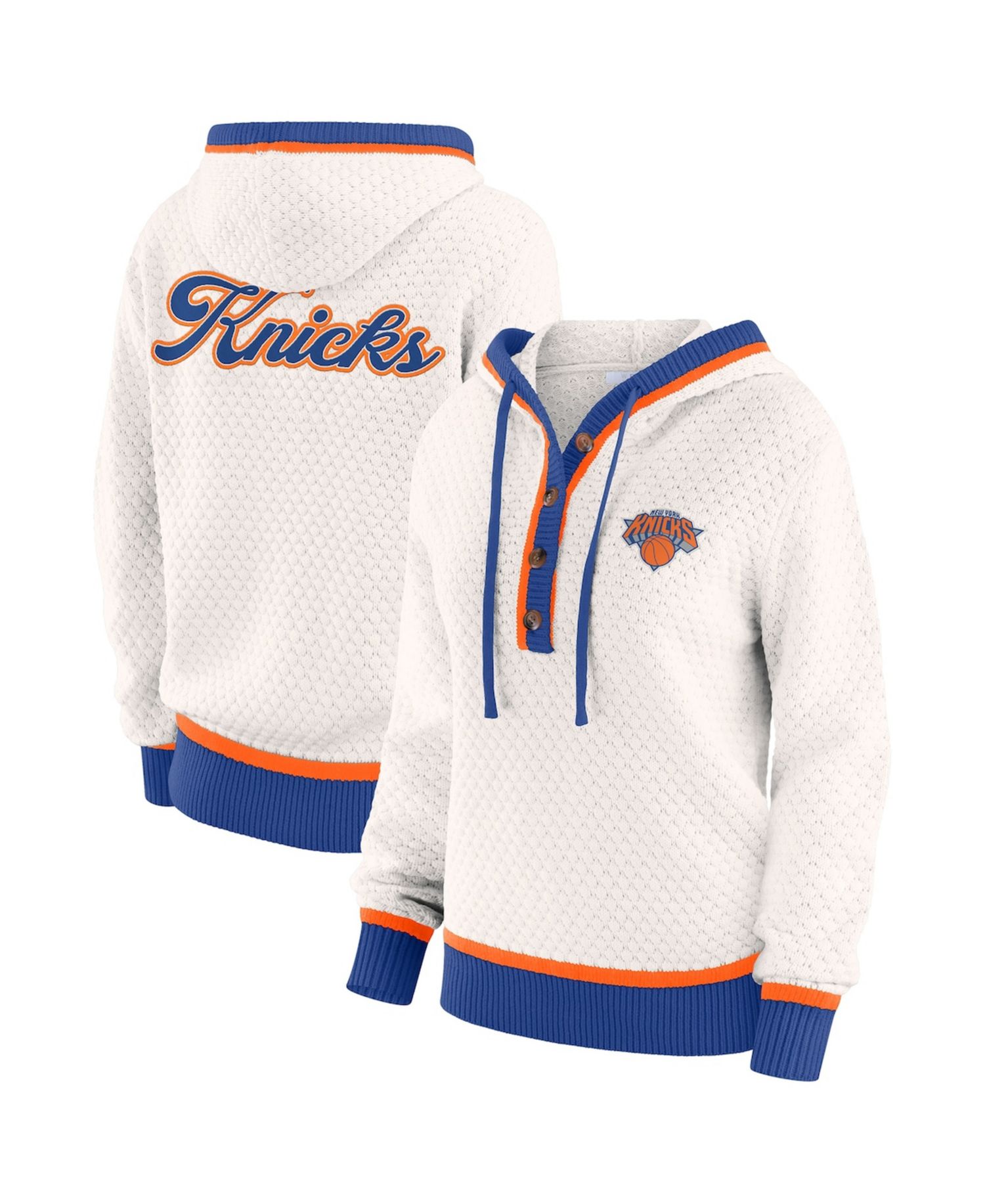 Women's Cream New York Knicks Plus Size Hoodie Sweater