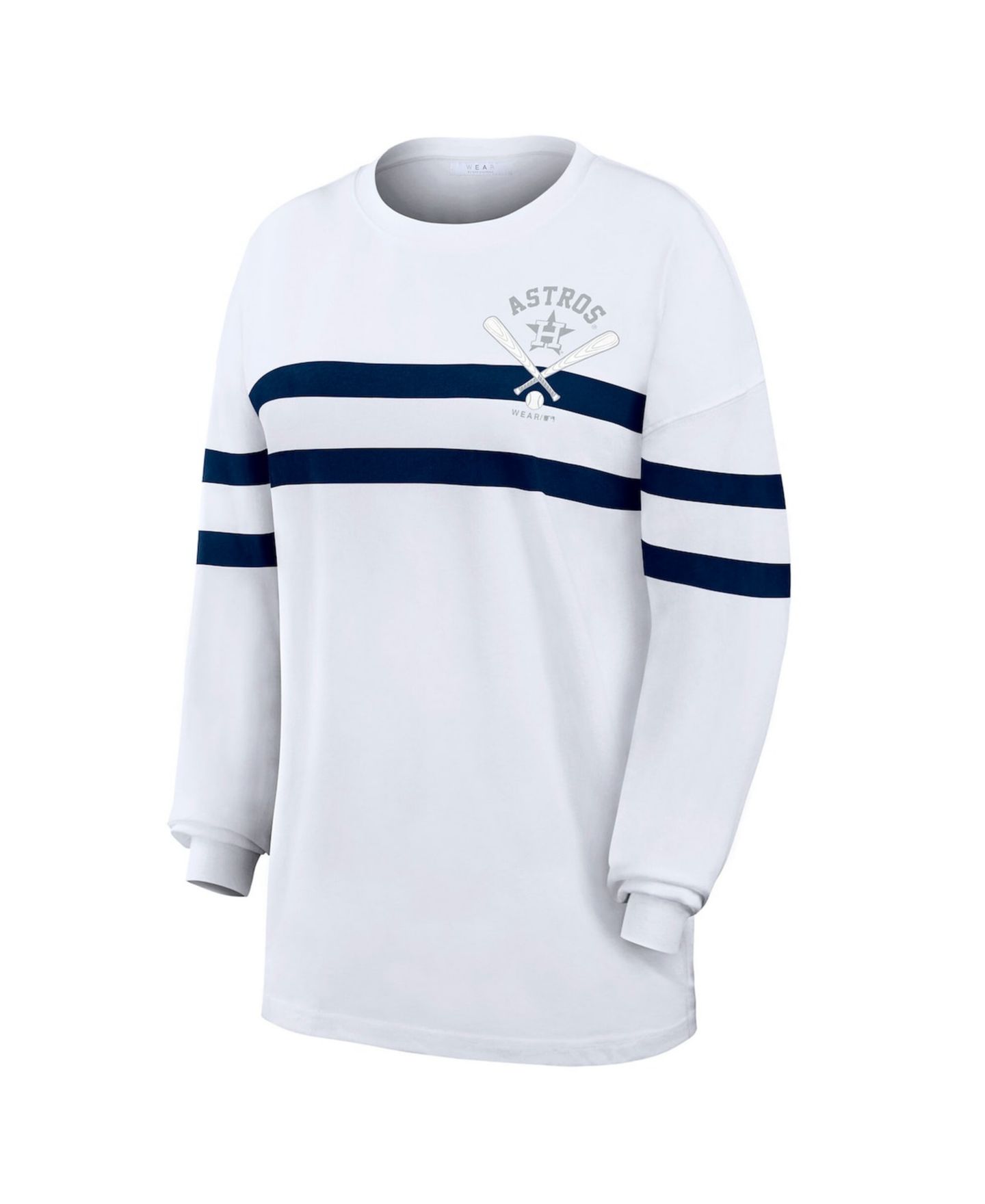 Женская футболка WEAR by Erin Andrews White Houston Astros Oversized Long Sleeve Striped — фото 2