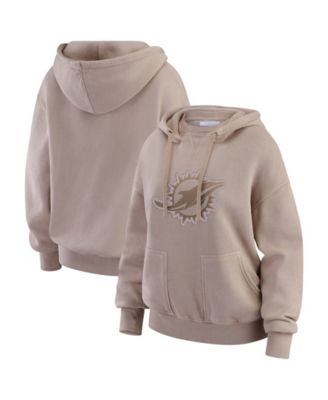 Women's Tan Miami Dolphins Washed Pullover Crewdie