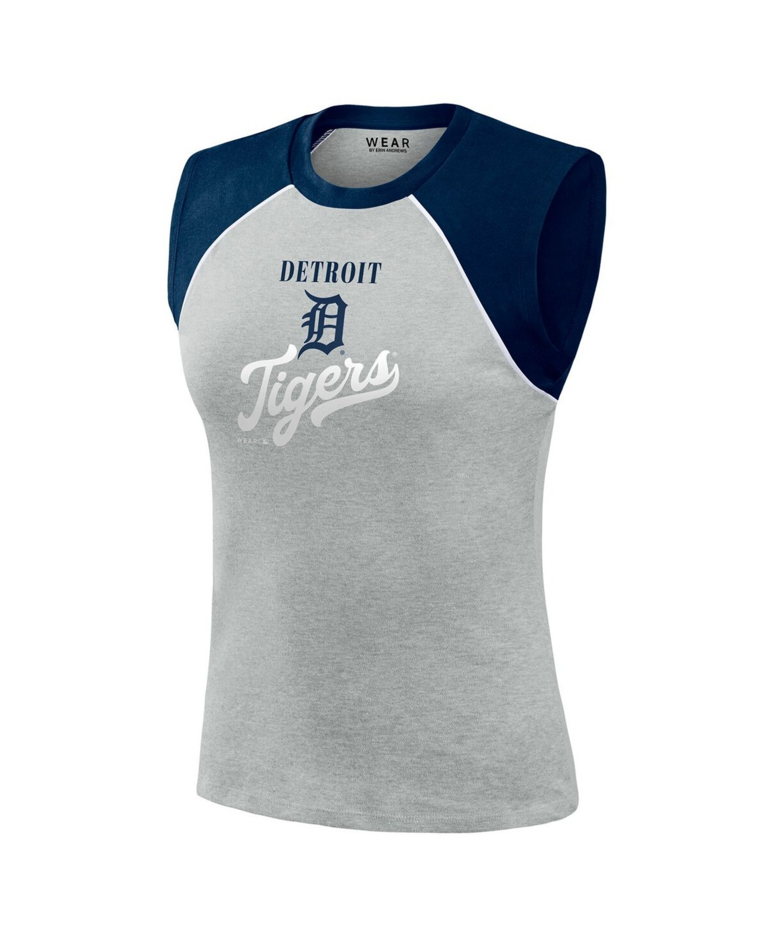Women's Heather Gray Detroit Tigers Cropped Raglan Tank Top