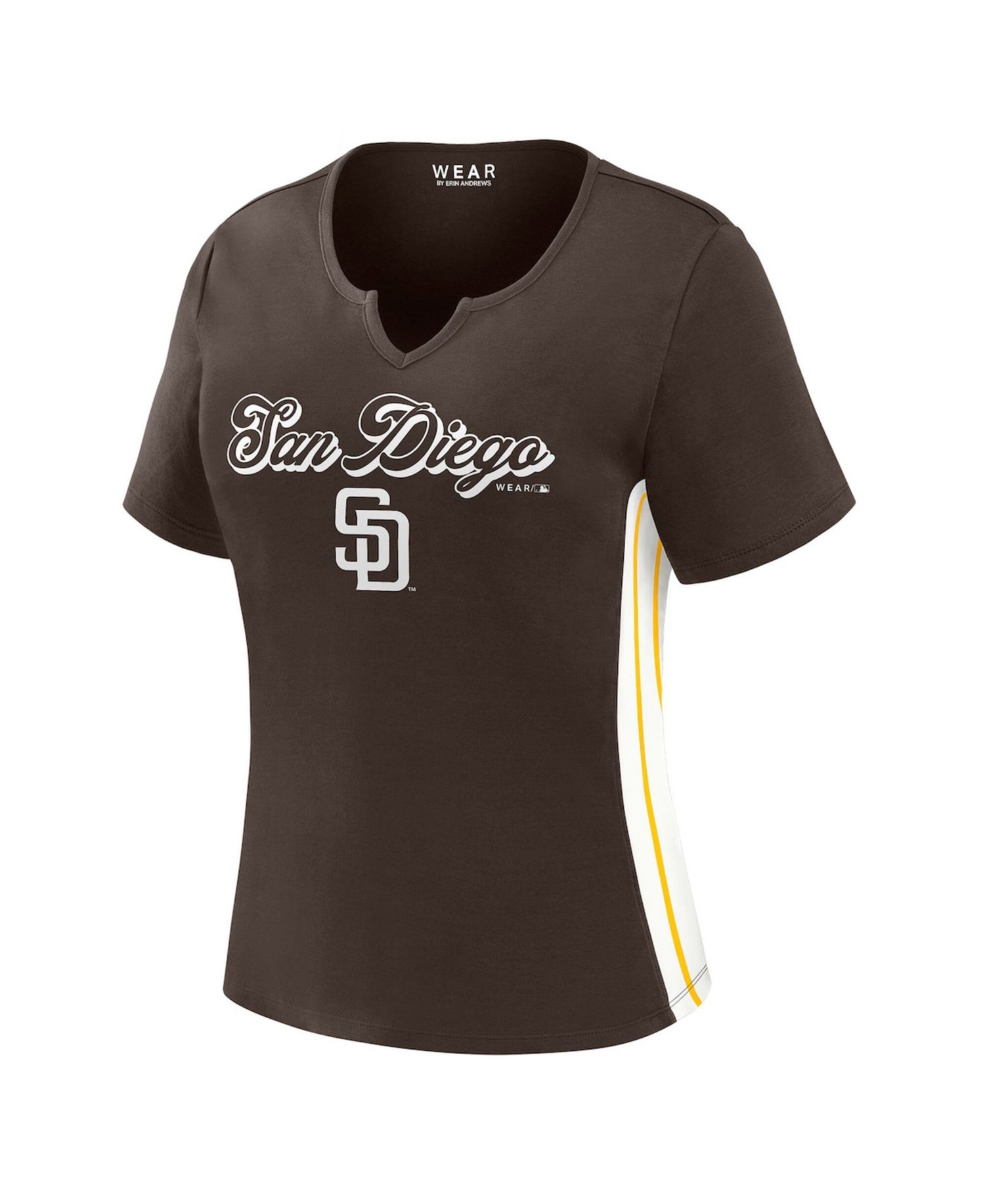 Women's Brown San Diego Padres Notch Neck Cropped T-Shirt