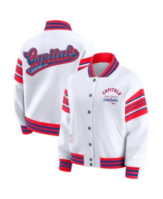 Women's White/Red Washington Capitals Full-Snap Fleece Sweatshirt Jacket