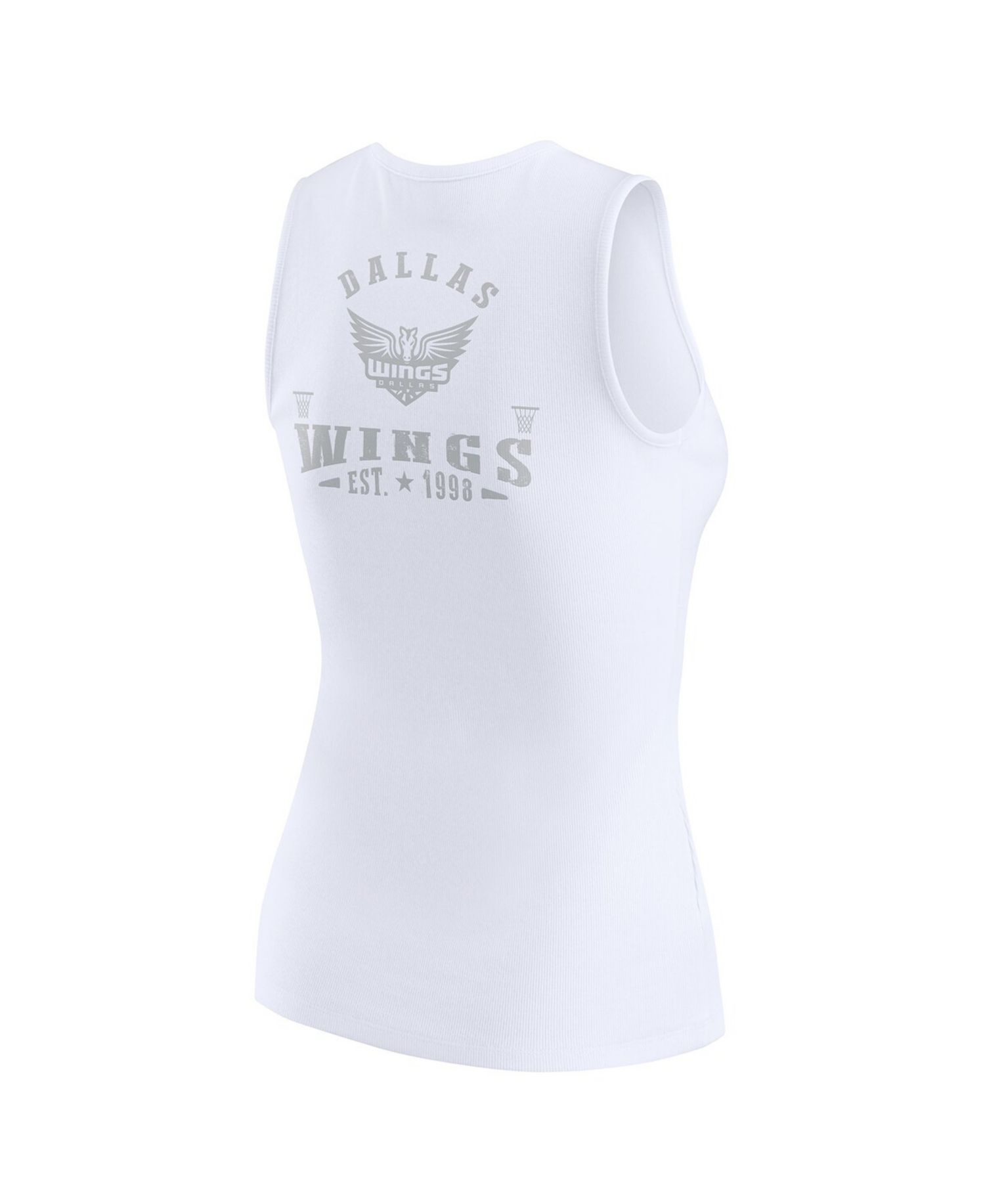 Women's White Dallas Wings Rib-Knit Henley Tank Top