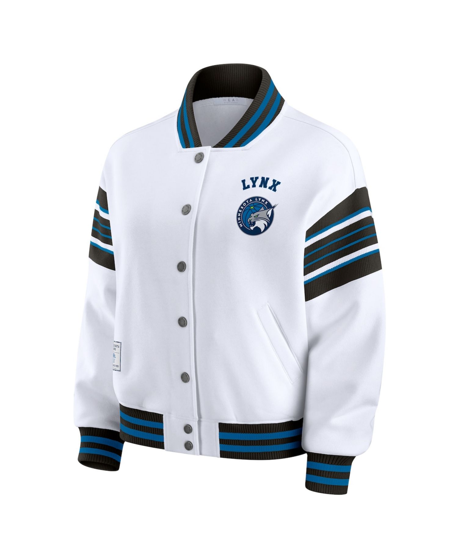 Women's White/Black WNBA Full-Snap Fleece Sweatshirt Jacket