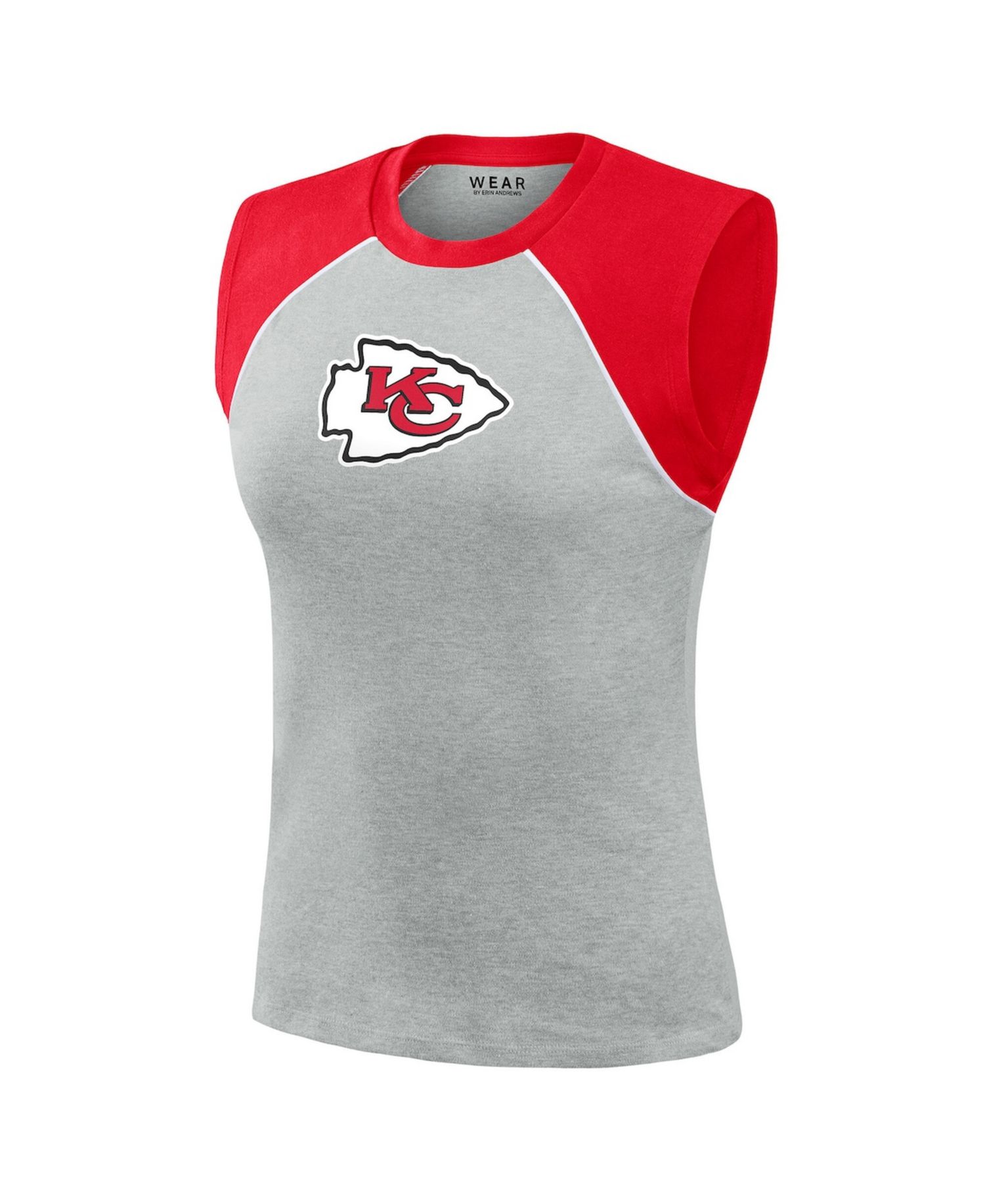 Women's Gray Kansas City Chiefs Cropped Raglan Tank Top