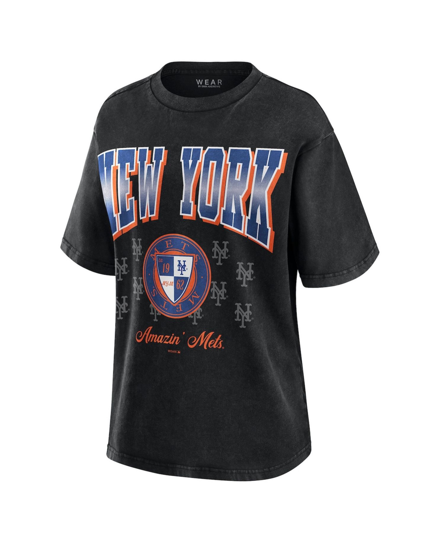 Women's Black New York Mets Oversized Boyfriend T-Shirt