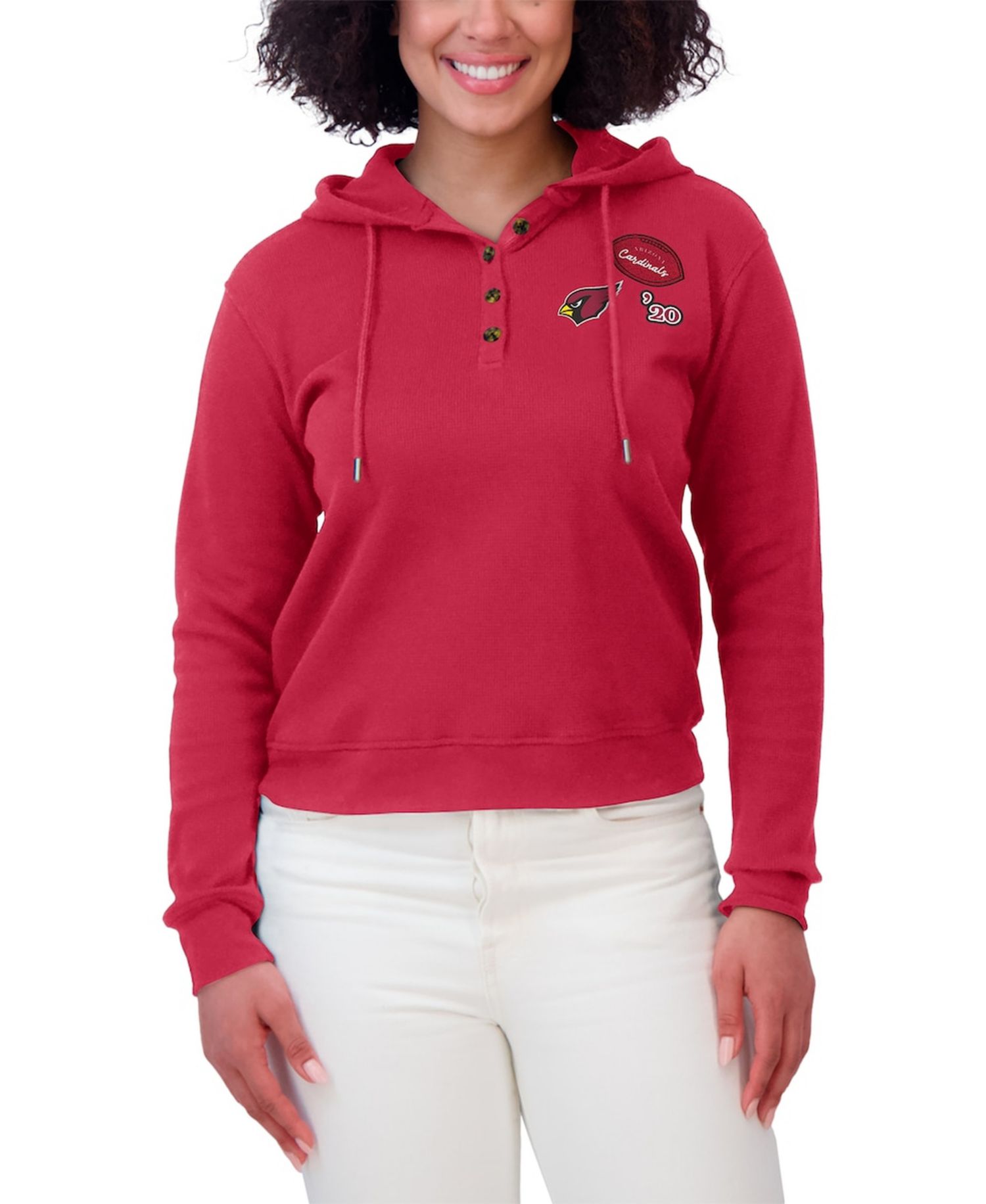 Women's Cardinal Arizona Cardinals Waffle Hoodie Pullover Sweatshirt