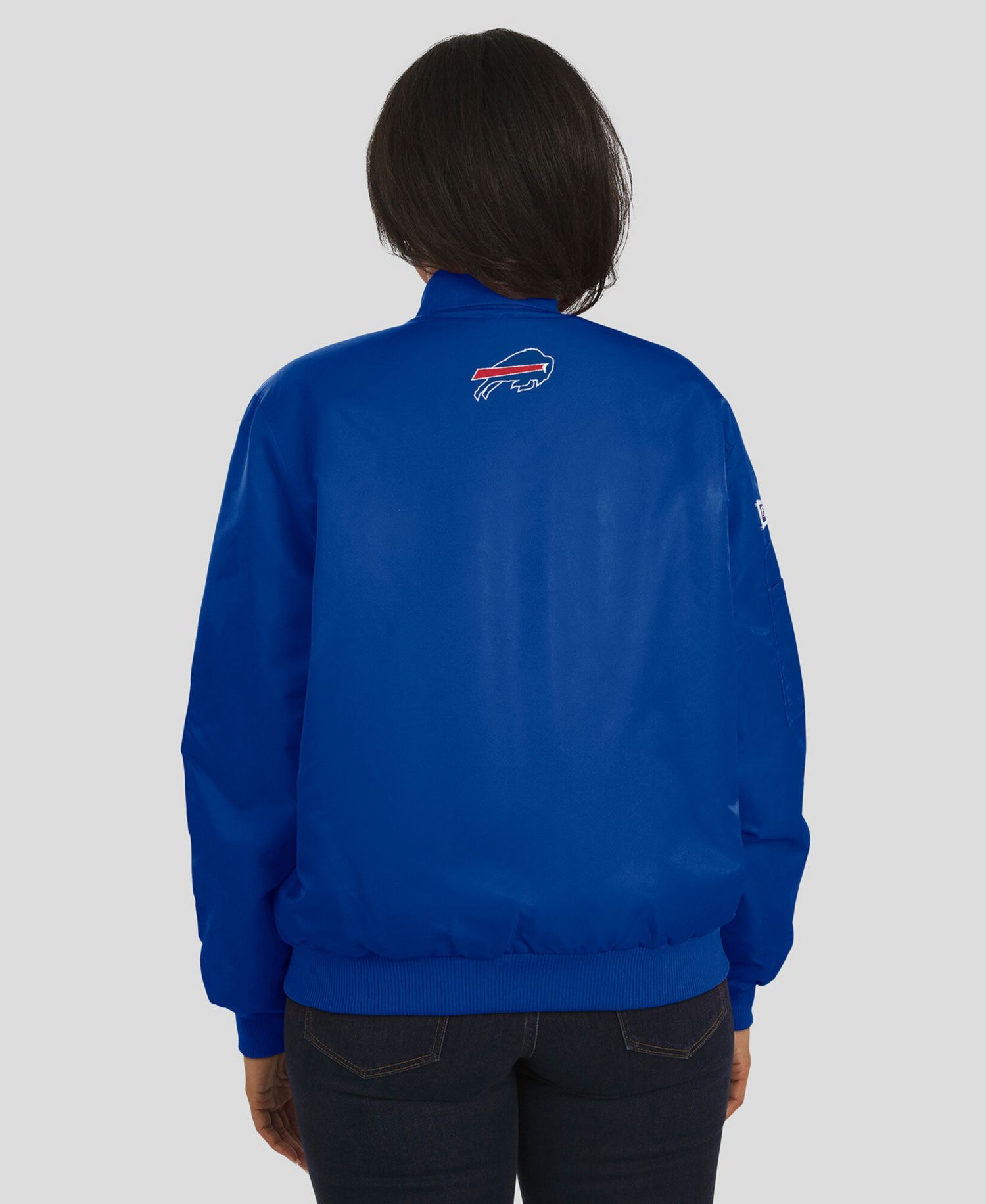 Women's Royal Buffalo Bills Patch Full-Zip Bomber Jacket