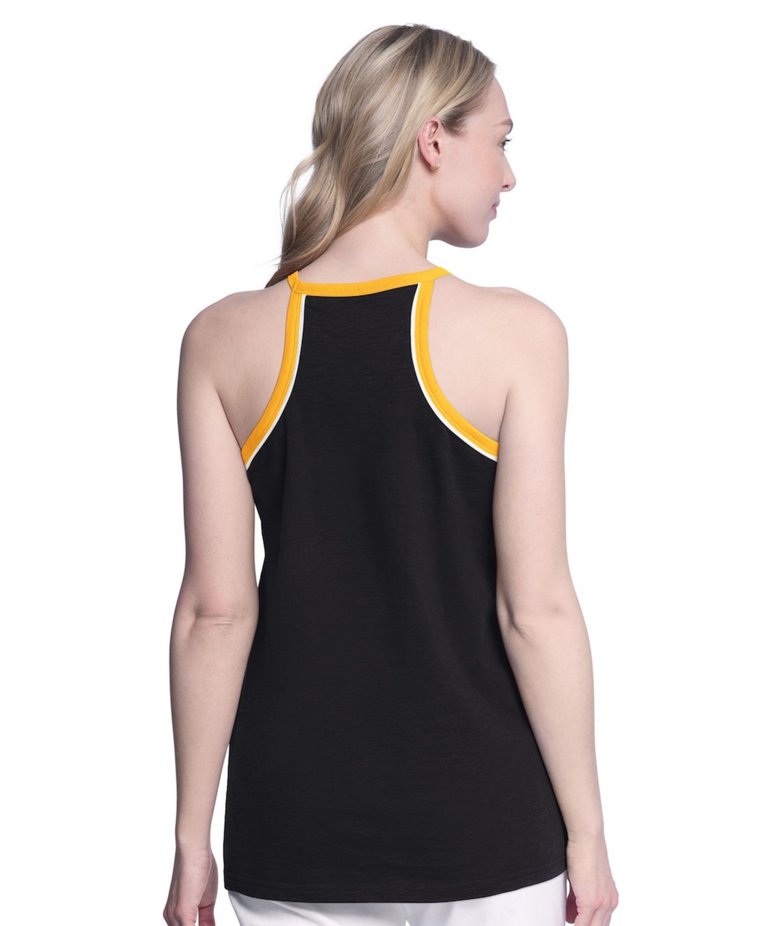 Women's Black Boston Bruins Curveball Racerback Scoop Neck Slub Tank Top