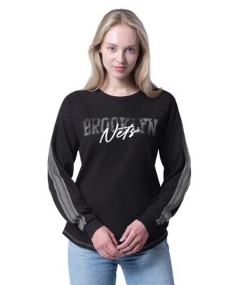 Women's Black Brooklyn Nets Advantage Tri-Blend Long Sleeve T-Shirt