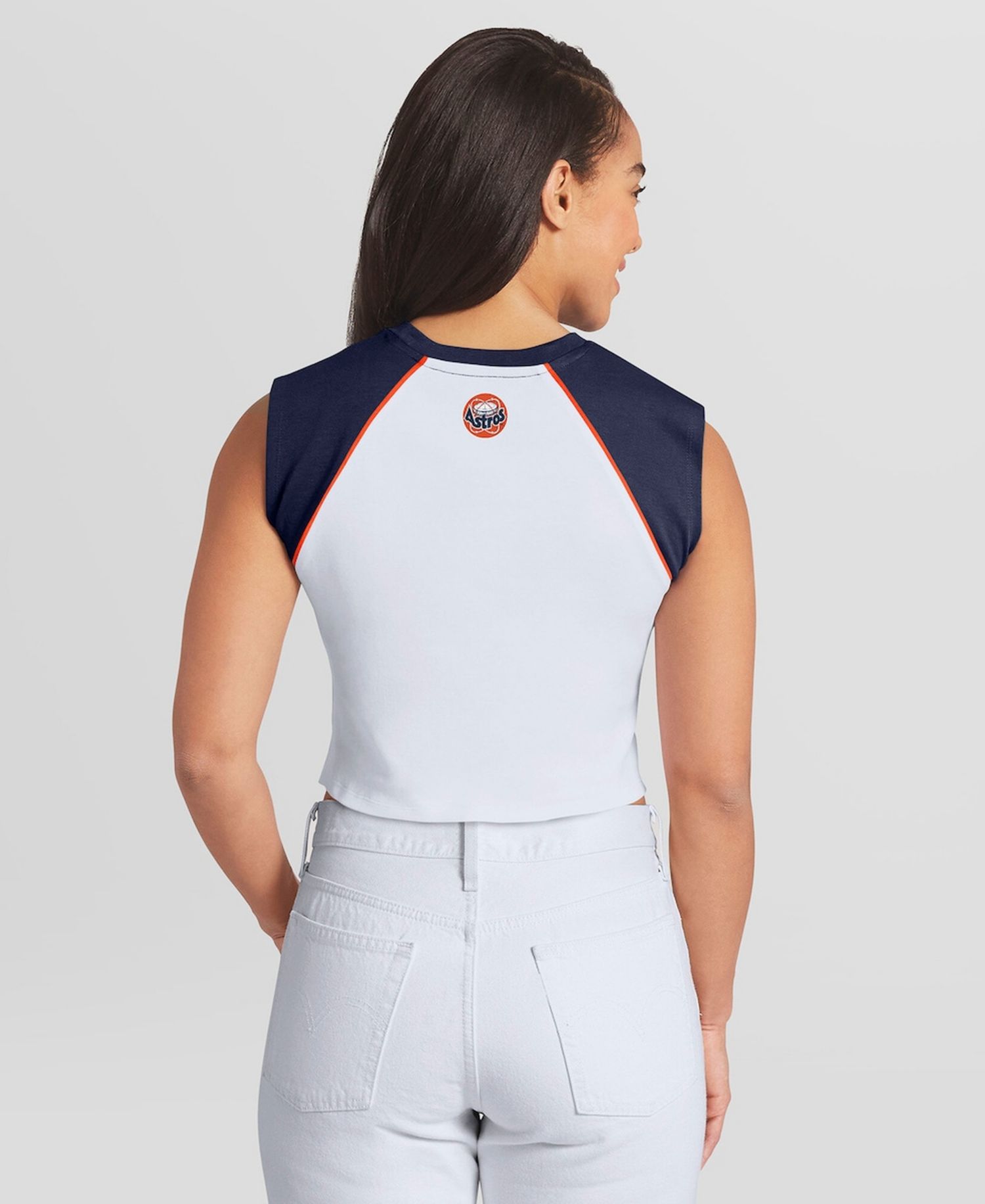 Women's White Houston Astros Cooperstown Cropped Raglan Tank Top