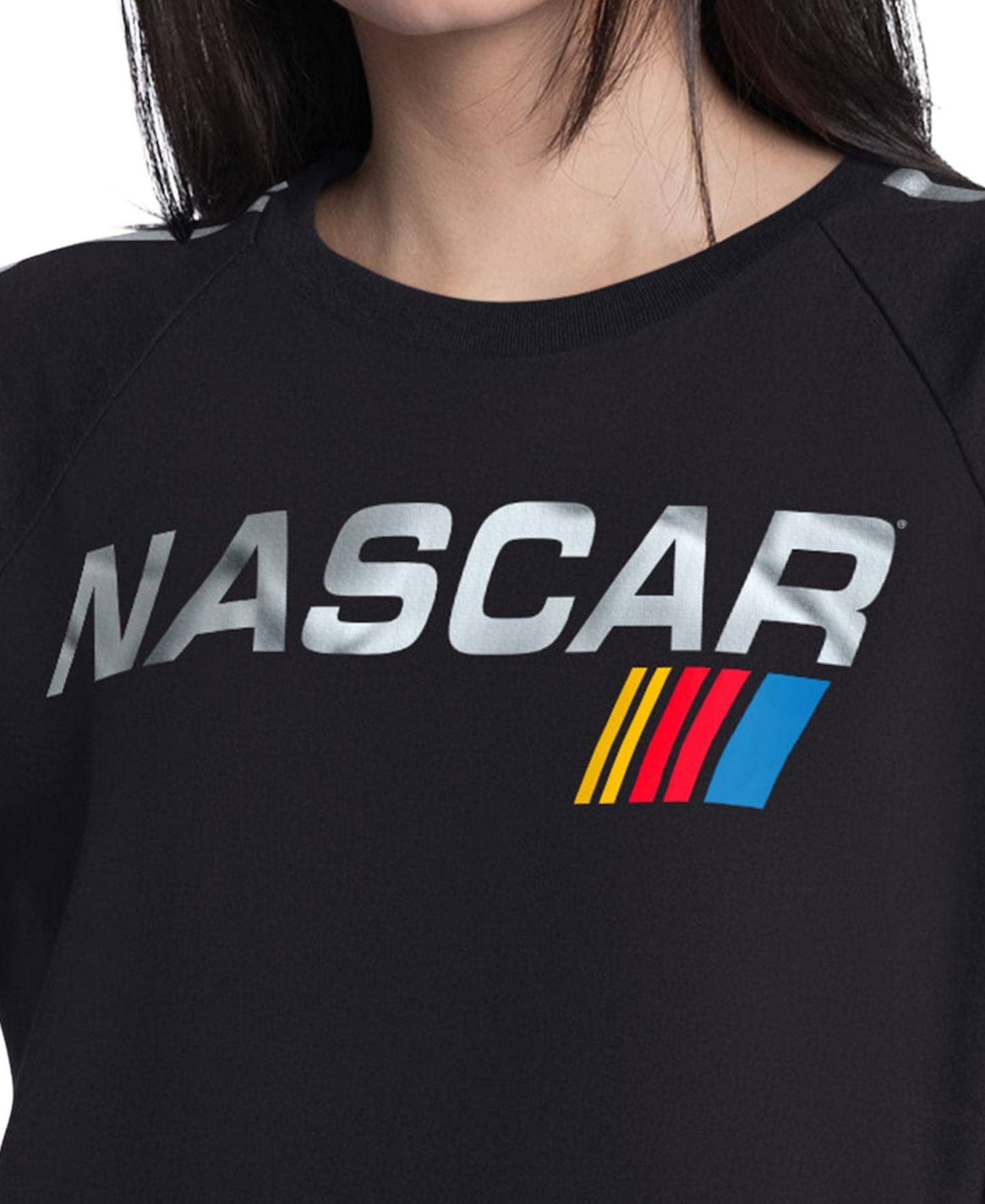 Женская футболка G-III 4Her by Carl Banks Black NASCAR Merchandise Raglan Cropped Classic Play Silver Trim — фото 3