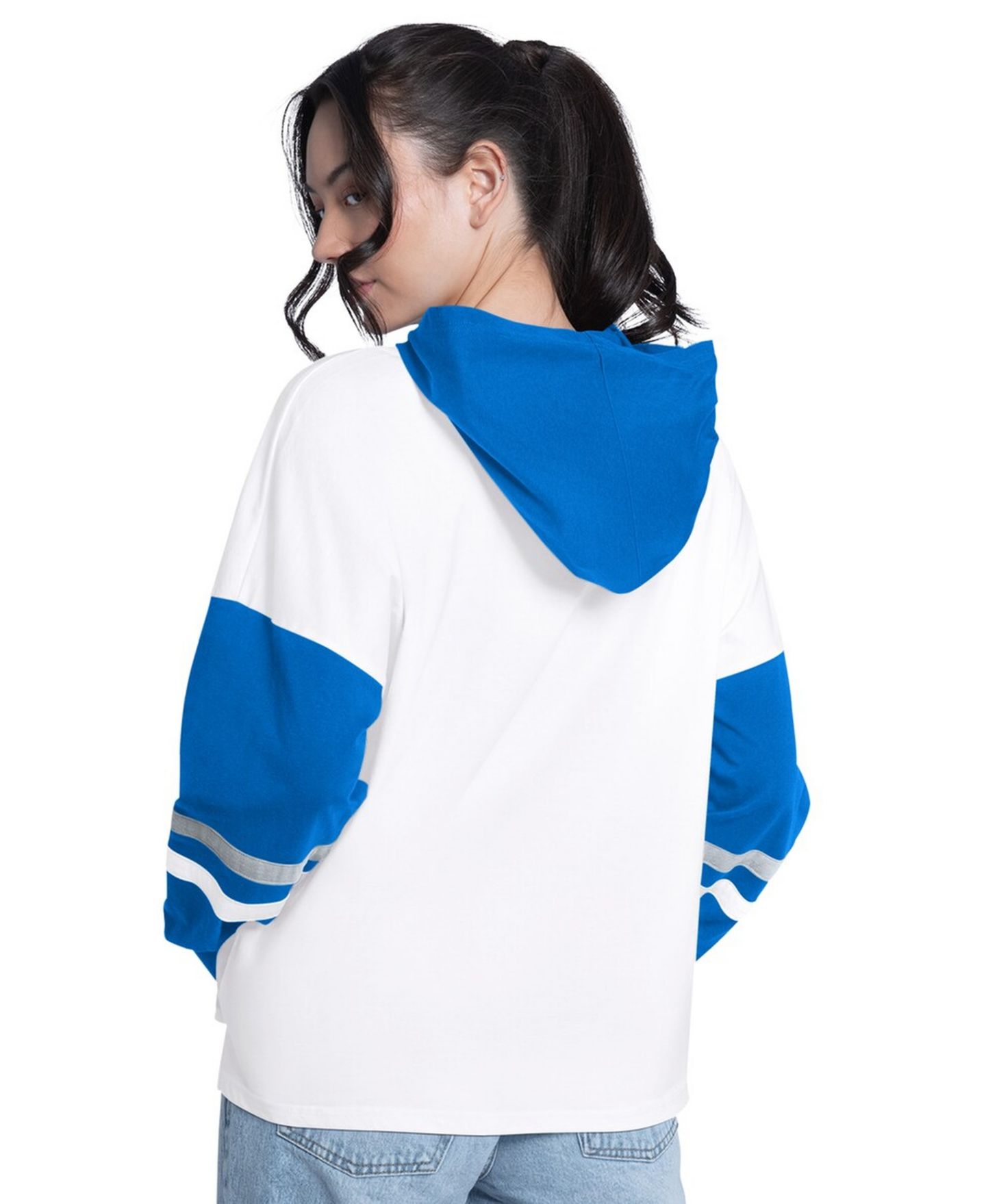 Женская футболка G-III 4Her by Carl Banks White/Royal Dallas Mavericks Key Player Oversized Hooded Long Sleeve — фото 2