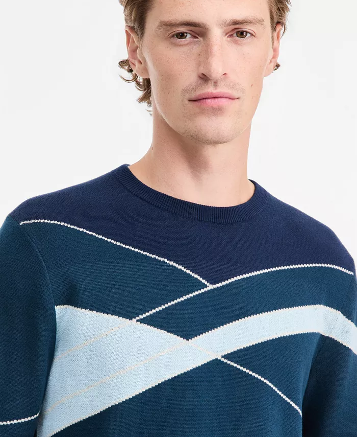 Men's Cotton Colorblocked Crewneck Sweater - thumbnail 4